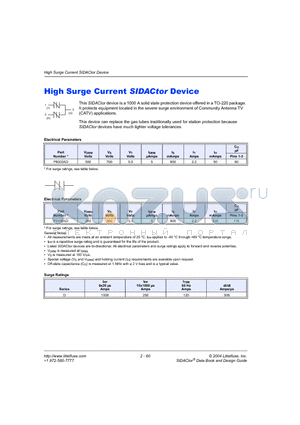 P6002AD datasheet - High Surge Current SIDACtor Device