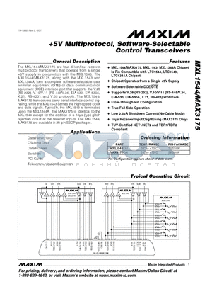 MXL1544 datasheet - 5V Multiprotocol, Software-Selectable Control Transceivers