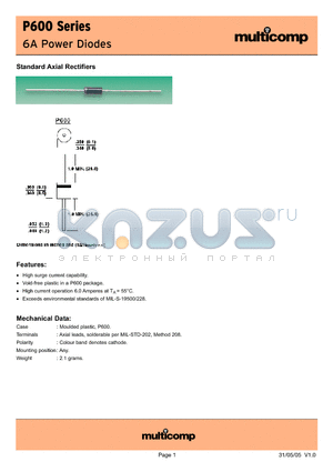 P600D datasheet - 6A Power Diodes