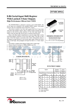 IN74HC4094A datasheet - 8-Bit Serial-Input Shift Register With Latched 3-State Outputs High-Performance Silicon-Gate CMOS