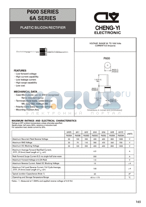 P600D datasheet - PLASTIC SILICON RECTIFIER