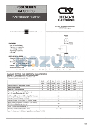 P600J datasheet - PLASTIC SILICON RECTIFIER