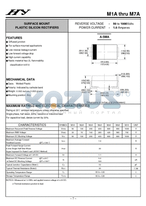 M3A datasheet - SURFACE MOUNT PLASTIC SILICON RECTIFIERS