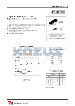 IN74HCT10AD datasheet - Triple 3-Input NAND Gate