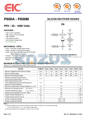 P600K datasheet - SILICON RECTIFIER DIODES