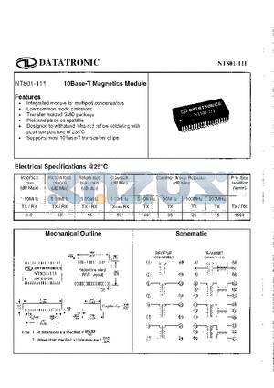 NT801-111 datasheet - 10Base-T Filter Module