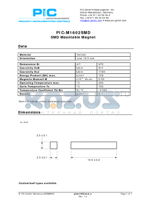 PIC-M1602SMD datasheet - SMD Mountable Magnet