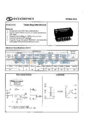 NT802-012 datasheet - Token Ring Filter Module