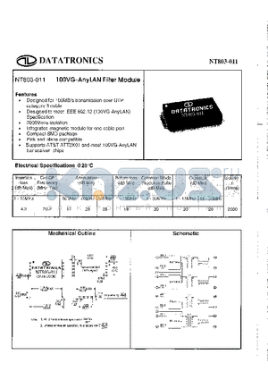 NT803-011 datasheet - 100VG-AnyLAN Filter Module