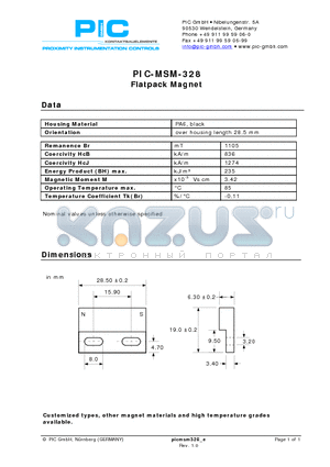 PIC-MSM-328 datasheet - Flatpack Magnet