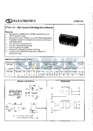 NT805-051 datasheet - High Speed LAN Magnetics Module