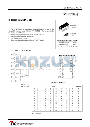 IN74HCT30AD datasheet - 8-Input NAND Gate