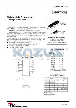 IN74HCT373ADW datasheet - Octal 3-State Noninverting Transparent Latch