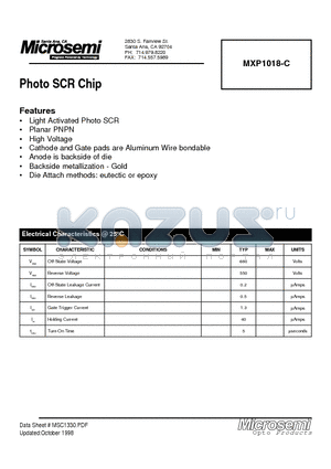 MXP1018-C datasheet - Photo SCR Chip
