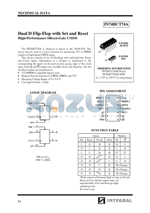 IN74HCT74AN datasheet - Dual D Flip-Flop with Set and Reset High-Performance Silicon-Gate CMOS