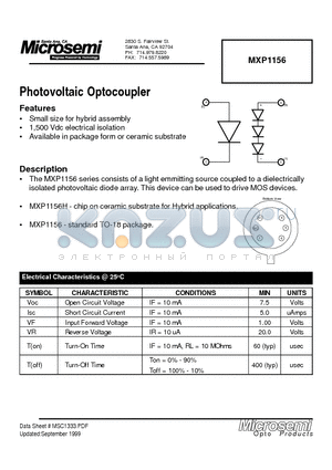 MXP1156 datasheet - Photovoltaic Optocoupler