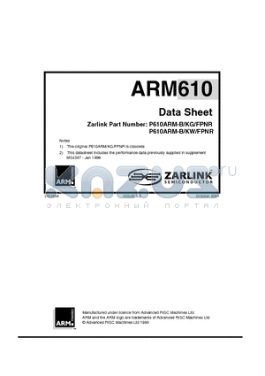 P610ARM-B datasheet - General purpose 32-bit microprocessor