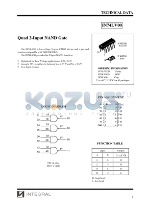 IN74LV00N datasheet - Quad 2-Input NAND Gate