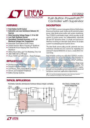 LTC2952CUF datasheet - Push Button PowerPathTM Controller with Supervisor