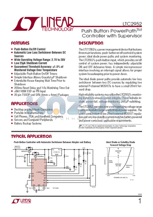 LTC2952IF datasheet - Push Button PowerPathTM Controller with Supervisor