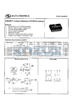 PT21314 datasheet - 10BASE-T Isolation Modules in PCMCIA package