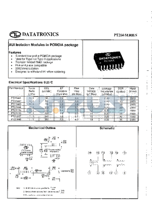 PT21441 datasheet - AUI Isolation Modules in PCMACIA package