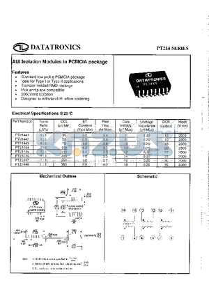 PT21447 datasheet - AUI Isolation Modules in PCMACIA package