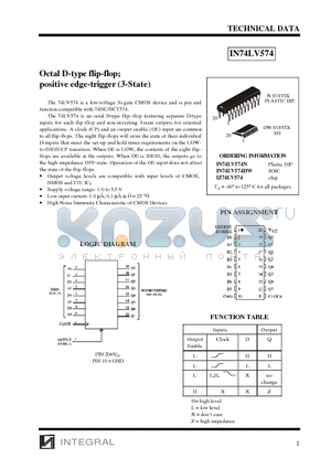 IN74LV574 datasheet - Octal D-type flip-flop; positive edge-trigger (3-State)