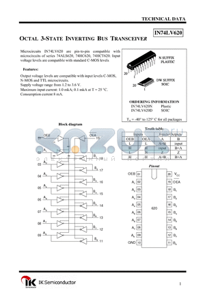 IN74LV620D datasheet - OCTAL 3-STATE INVERTING BUS TRANSCEIVER