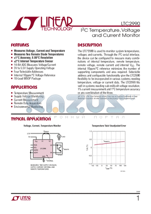 LTC2990CMSTRPBF datasheet - I2C Temperature, Voltage and Current Monitor