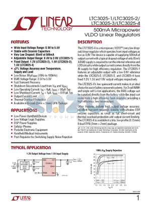 LTC3025-2 datasheet - 500mA Micropower VLDO Linear Regulators Fast Transient Recovery