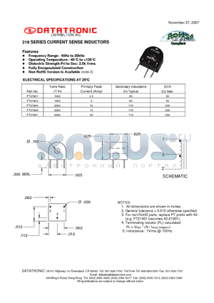 PT21905 datasheet - CURRENT SENSE INDUCTORS