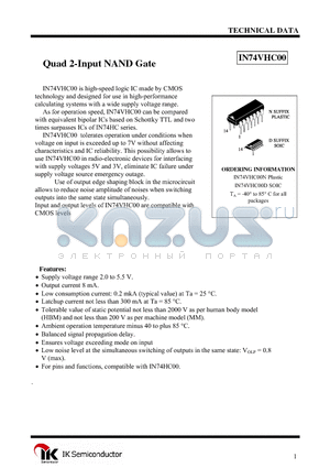 IN74VHC00D datasheet - Quad 2-Input NAND Gate