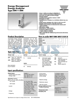 EM11DINAV71X01 datasheet - Energy Management Energy Analyzer