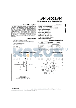 MAX460IGC datasheet - High Accuracy Fast Buffer