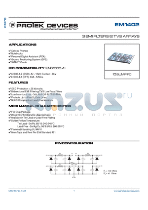 EM1402 datasheet - 3 EMI FILTERS/2 TVS ARRAYS