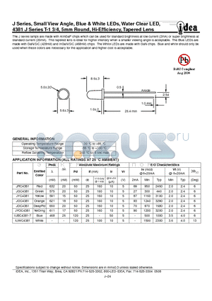 JRC4381 datasheet - Small View Angle, Blue & White LEDs, Water Clear LED