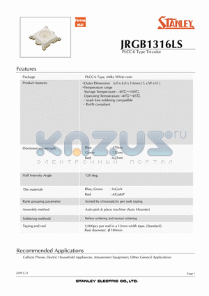 JRGB1316LS datasheet - PLCC-6 Type Tri-color