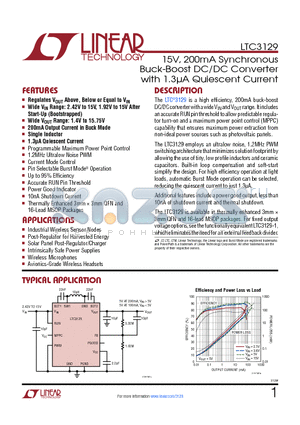 LTC3108 datasheet - 15V, 200mA Synchronous Buck-Boost DC/DC Converter with 1.3lA Quiescent Current