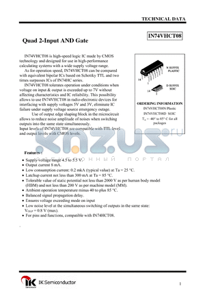 IN74VHCT08N datasheet - Quad 2-Input AND Gate