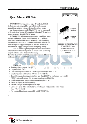 IN74VHCT32D datasheet - Quad 2-Input OR Gate