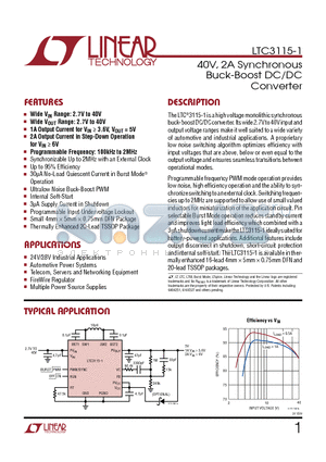 LTC3112 datasheet - 40V, 2A Synchronous Buck-Boost DC/DC