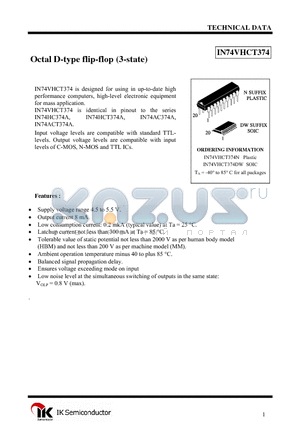 IN74VHCT374DW datasheet - Octal D-type flip-flop (3-state)