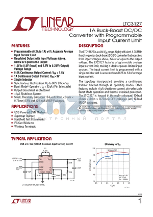 LTC3127EDDPBF datasheet - 1A Buck-Boost DC/DC Converter with Programmable Input Current Limit