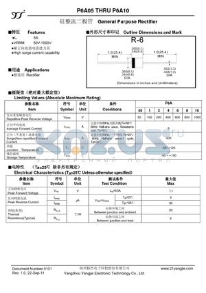 P6A05 datasheet - General Purpose Rectifier