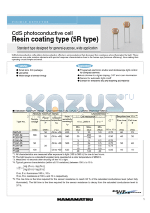 P687-02 datasheet - CdS photoconductive cell