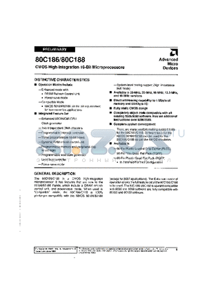 IN80C188 datasheet - CMOS High-Integration 16-Bit Microprocessors