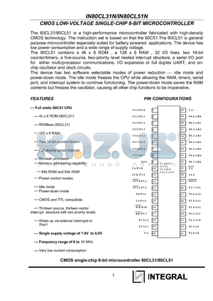 IN80CL31N datasheet - CMOS LOW-VOLTAGE SINGLE-CHIP 8-BIT MICROCONTROLLER