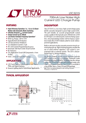 LTC3215 datasheet - 700mA Low Noise High Current LED Charge Pump