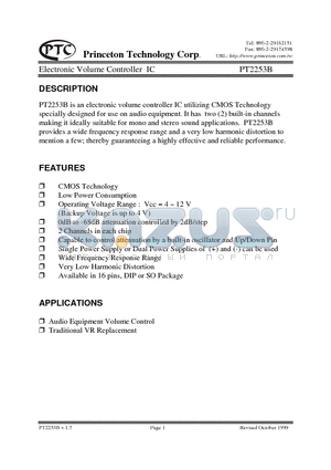 PT2253B datasheet - Electronic Volume Controller IC